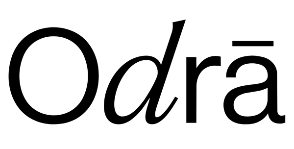 Black text 'Odrá' on a white background